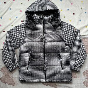 Moncler Houndstooth Hooded Down Jacket